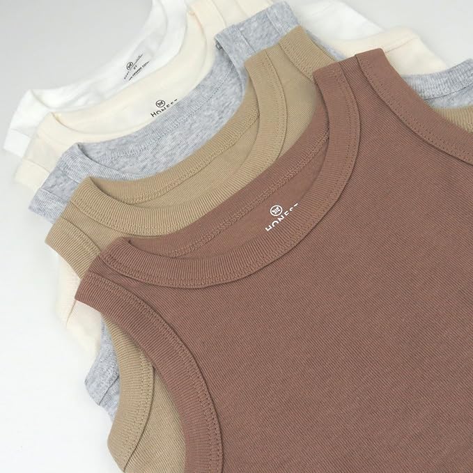 HonestBaby Sleeveless Muscle T-Shirts 100% Organic Cotton for Infant Baby and Toddler Boys, Girls