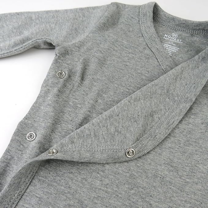 HonestBaby unisex-baby 3-pack Long Sleeve Side-snap Kimono Bodysuits Organic Cotton for Infant Baby Boys, Girls, Unisex