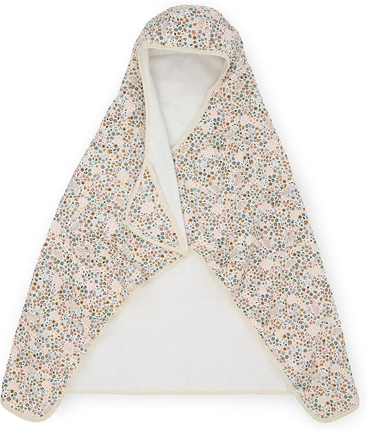 Little Unicorn Premium Hooded Bath Towel| Absorbent Cotton & Terry Blend | Larger Size, 1-6 Years (Pressed Petals)