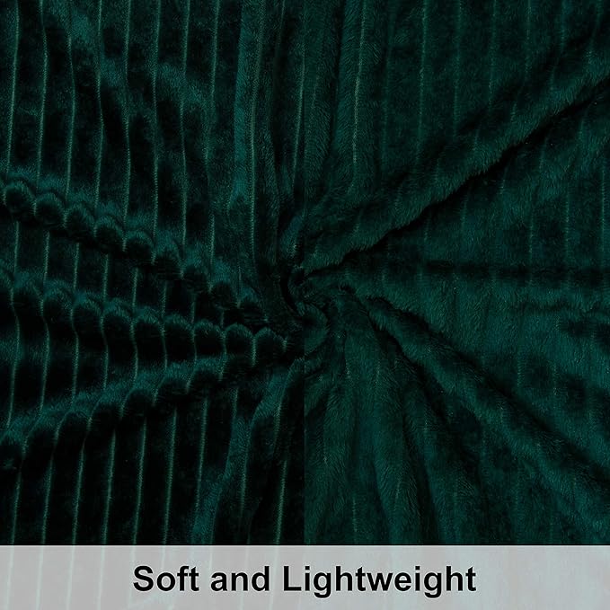 NTBAY Plush Flannel Oversized Baby Blanket, 50X60 Inches Soft and Warm Toddler Blanket with Striped Texture Nursery Bed Blanket for Stroller, Crib, Travel, Baby Gift, 50"x60", Dark Green