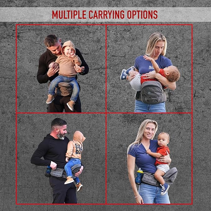WOLF TACTICAL Baby Hip Carrier – Toddler and Baby Hip Seat Carrier with Adjustable Waistband, Storage Pockets, Ergonomic Design, Up to 45lbs