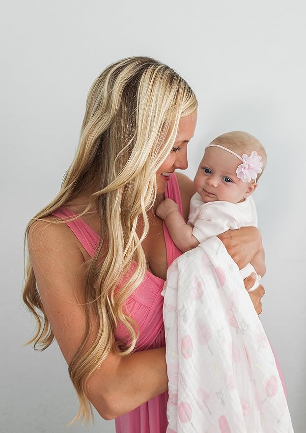 SwaddleDesigns Large Muslin Receiving Swaddle Blanket for Baby Girls/Boys, Soft Premium Cotton, Boutique Quality, Best Shower Gift, Multiuse, Pink Thicket Woodland, Parent Picks Award Winner(SDM-152P)