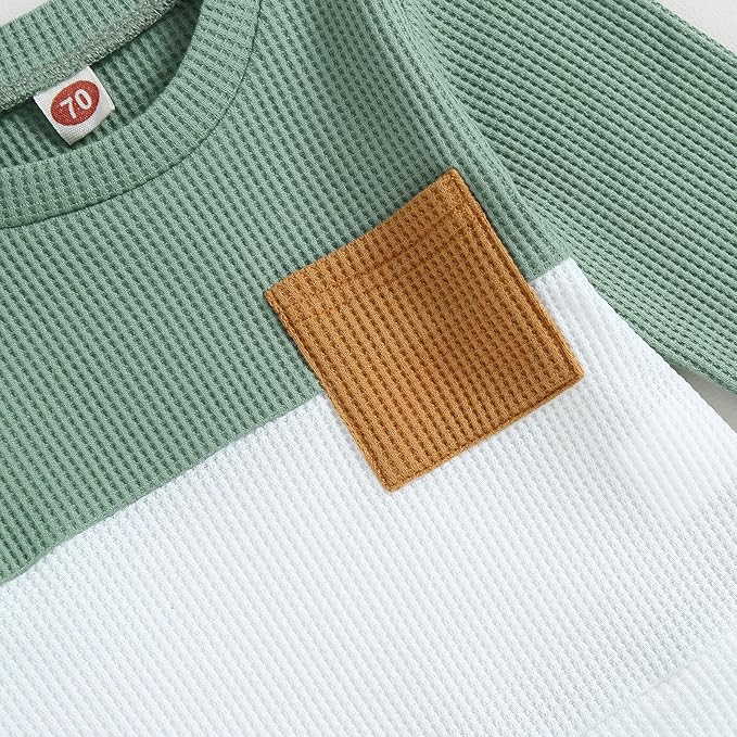 Kupretty Toddler Baby Boy Fall Winter Clothes Color Block Long Sleeve Sweatshirt Pullover Tops + Joggers Pants Outfit Set