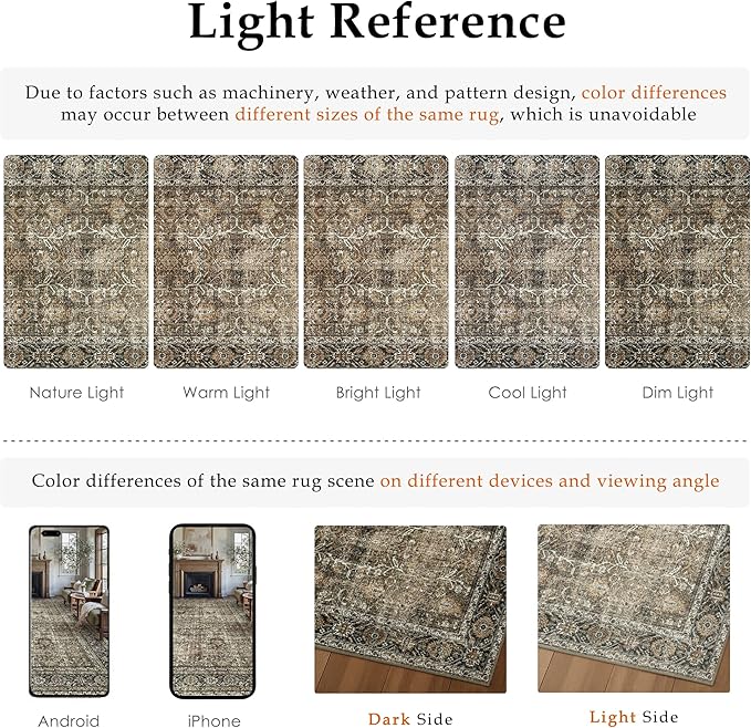 Brown Runner Rug 3x14 Vintage Area Carpet Hallway Long Indoor Kitchen Washable Living Room Low Pile Traditional Distressed Retro Accent Throw Rug Non Slip Laundry Bathroom Office Dining Room