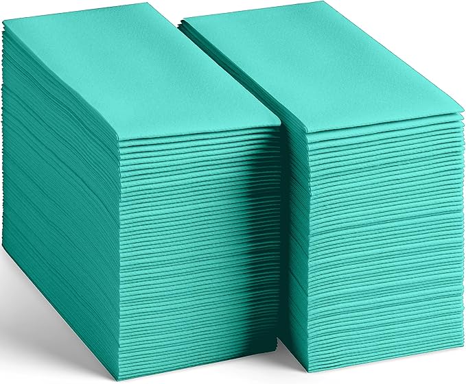 Linen-Feel Bright Green Paper Napkins - Decortive Cloth-Like Disposable Dinner Napkins - Soft And Absorbent. For Kitchen, Party, Wedding, Bathroom Or Any Occasion. (Pack of 100)