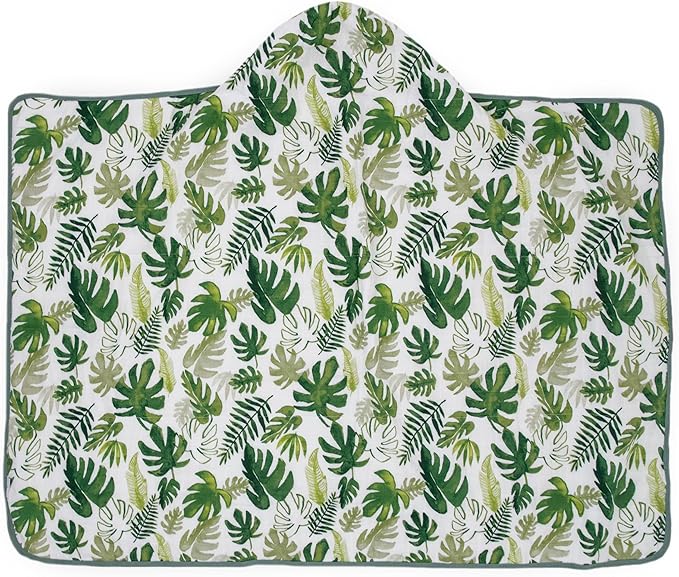 Little Unicorn Premium Hooded Bath Towel| Absorbent Cotton & Terry Blend | Larger Size, 1-6 Years (Tropical Leaf)