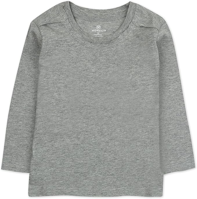 HonestBaby 5-Pack Long Sleeve T Shirts 100% Organic Cotton for Toddler, Little Kids Boys, Girls
