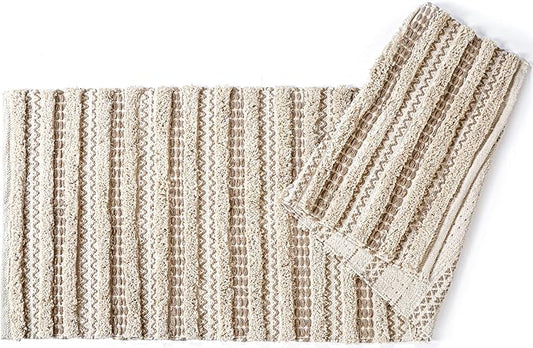 Bedding Craft Runner Rug 2x6' Washable Kitchen Rugs with Tassels Indoor Farmhouse Rugs for Bedroom Aesthetic Tufted Rug for Laundry Room Doorway Living Room_Off White Natural