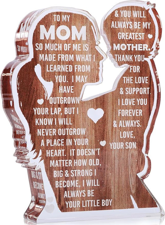 Mom from Son, Stocking Stuffers for Mama, Best Mom Ever, Unique Birthday Present Ideas for New Mom First Time Mom - Desk Decor Acrylic Sign