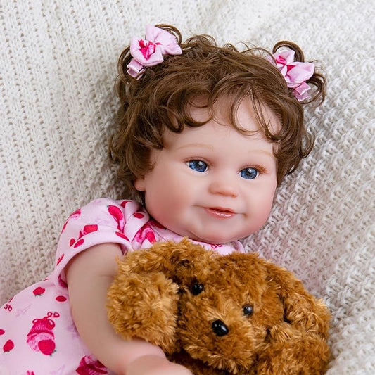 Lifelike Reborn Baby Dolls Girl, 20-Inch Realistic Baby Doll with Hair Baby Doll That Looks Real Cloth Body Newborn Girl with Complete Accessories for Kids 3+, Lovely& Pretty Girls