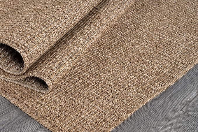 Beverly Rug Easy Jute Natural Entry Rug 2x3 Solid Washable Durable Outdoor Indoor Area Rugs for Living Dining Room Patio Office Stain Resistant Non Shedding Casual Indoor Outside Carpet 2 x 3 Natural