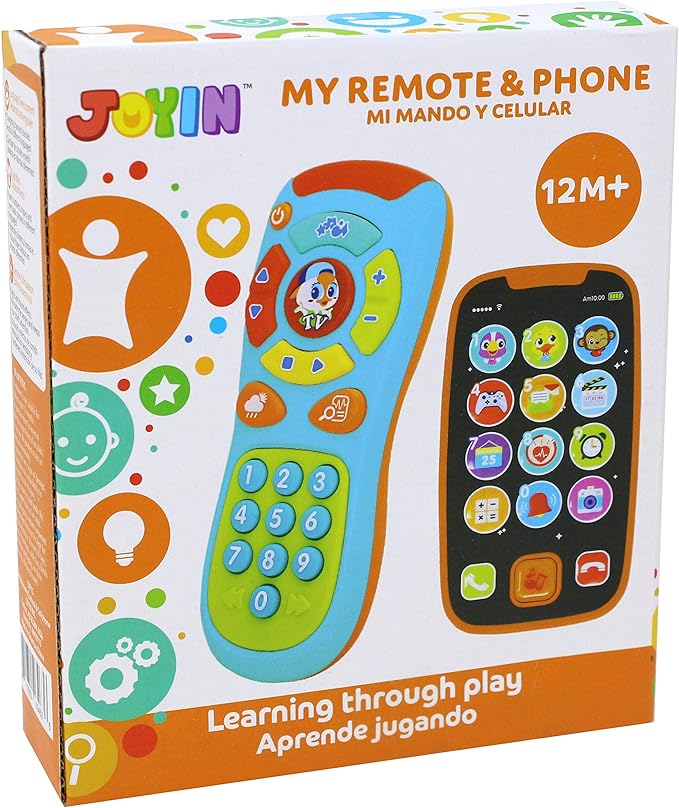 JOYIN Baby Learning Phone and Remote Toy for Toddler, Fun Smartphone Toys with Music for Infants, Boys or Girls, Holiday Stocking Stuffers, Kids Birthday Gift, Easter Basket Stuffers
