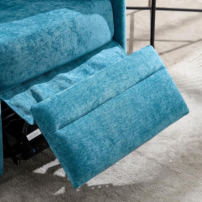 Recliner 360°Swivel Glider Rocking Chair Nursery Multifunction Living Room Bedroom Adult Rocking Chair with 2 Pillows(Blue, Manual Operation)