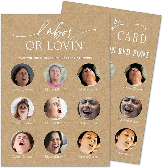 Baby Shower Game Cards - Set of 30 Labor Or Loving - Double Sided Print Baby Announcement Gender Reveal Game Card for Parents to Be - Baby Shower Party Activities Supplies - B08
