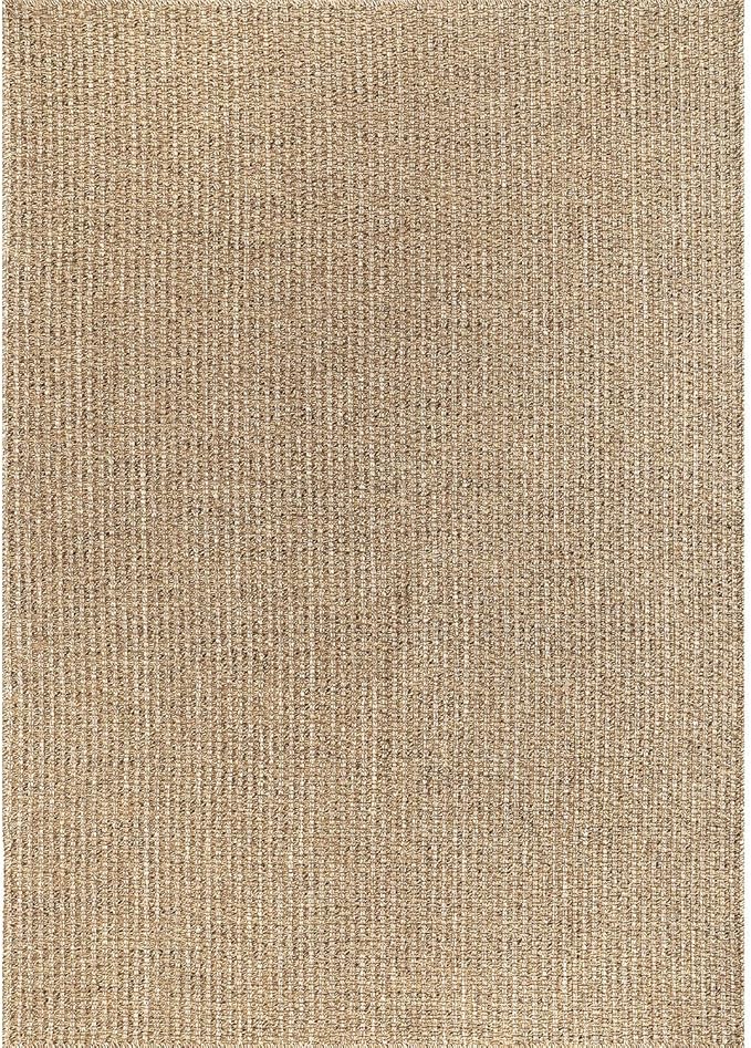 Easy Jute Rugs 6x9 Natural Color Living Room Indoor Outdoor Area Rug for Farmhouse Patio and Kitchen Rug High Traffic Washable Easy to Clean Solid Boho Woven Design Outside Carpet (6 x 9)