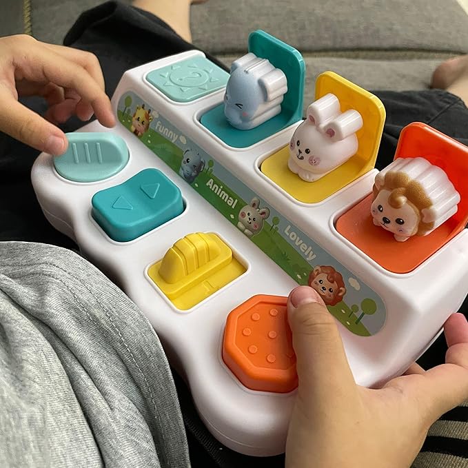 Cause-And-Effect Toy for toddlers 2-3 – Developmental Toy With Buttons & Colors – Color Sorting Animal Toys – For Kids, Toddlers, Babies – 18 Months + – Pop-Up toys, 6-12 months, 1-3 years baby.