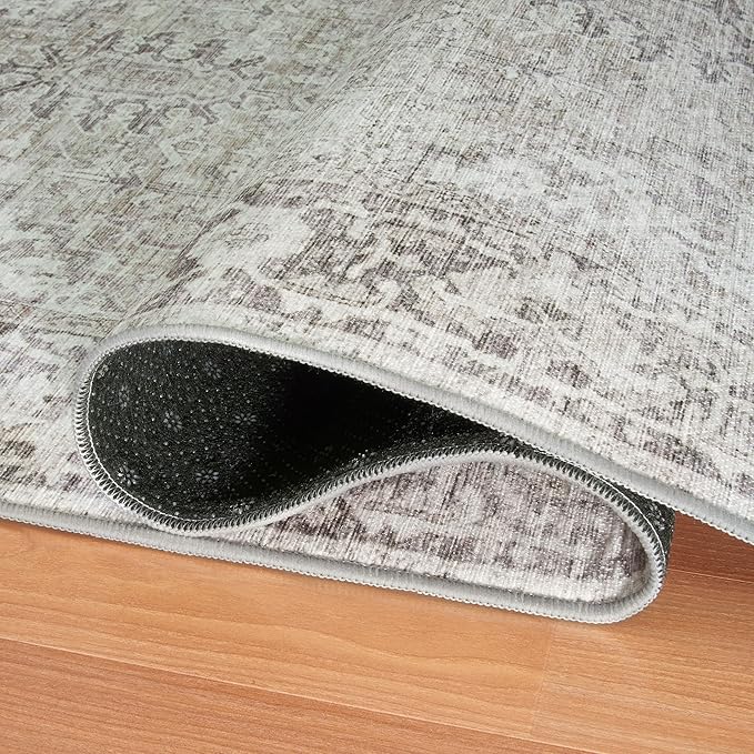 ReaLife Rugs Machine Washable Area Rug Runner - Living Room Bedroom Bathroom Kitchen Entryway Office - Padded Low Pile Stain Resistant Premium - Boho Farmhouse Vintage - Lyle - Beige Ivory 2'6" x 10'