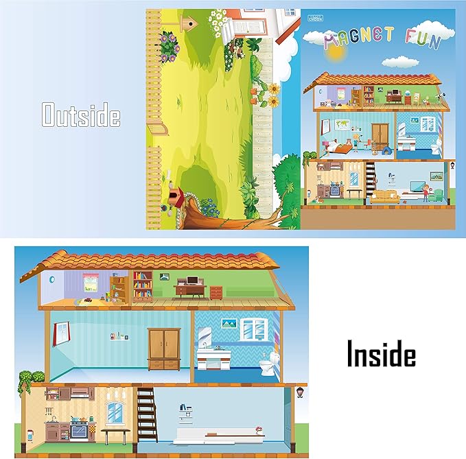 Magnetic Portable Playboard Doll House Family Magnets for Todder Kids Perfect Preschool Learning Travel Toy (65 Pcs)