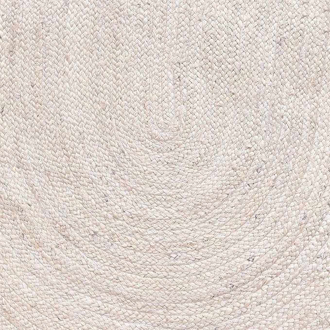HOMEMONDE Reversible Oval Jute Area Rug - Hand Woven Natural Fiber - Farmhouse Braided Rugs for Entryway/Front Door/Porch/Meditation Mat/Home Decor (2.3 x 4 ft, Off White)