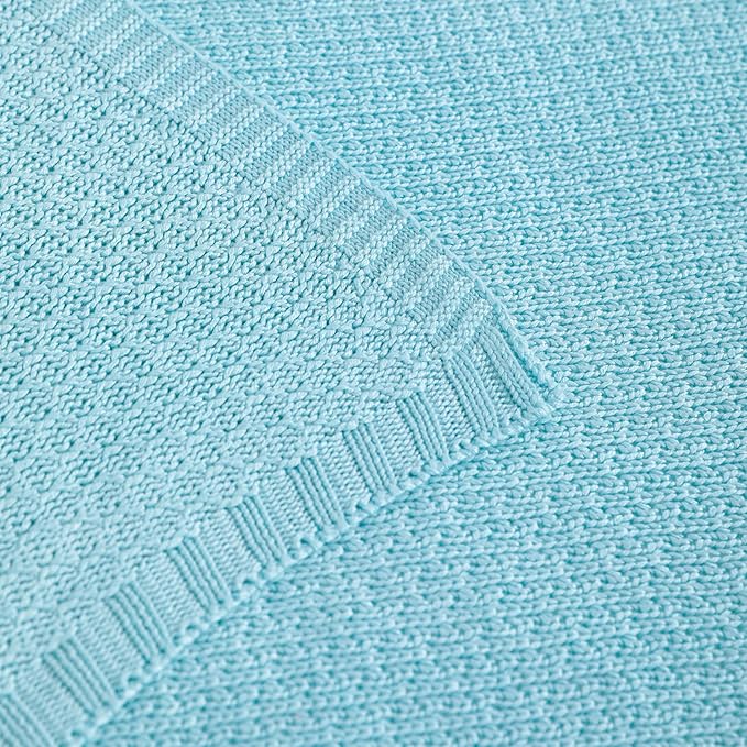 NTBAY Cable Knit Cooling Throw Blanket, Soft and Breathable Throw Blanket 51x67 Inches Made from Rayon Derived from Bamboo for Couch, Sofa, Nap, Blue