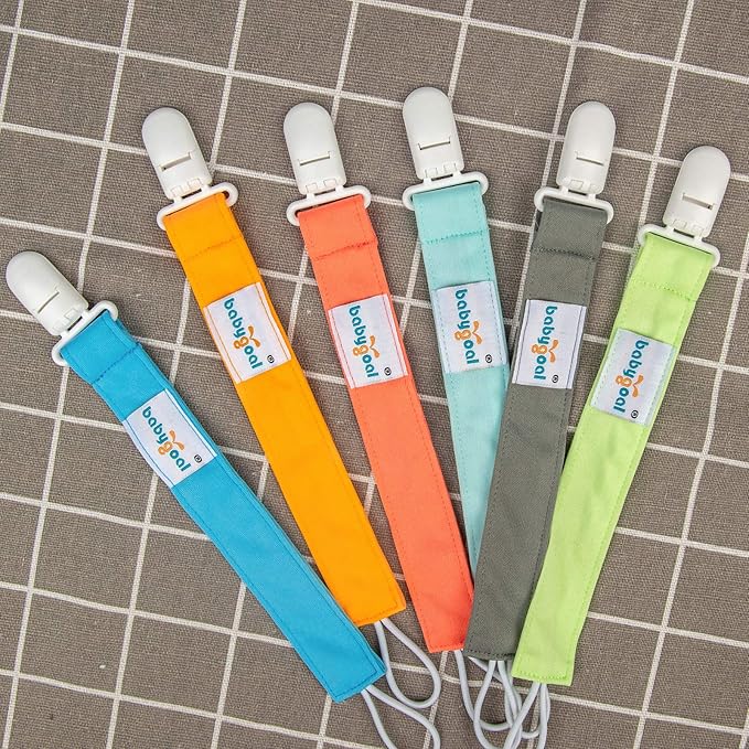Babygoal Neutral Pacifier Clips with 2pcs Pacifier Cases, 6 Pack Binky Paci Holder and Leash for Boys and Girls Fits for Most Pacifier, Binkie Styles & Baby Teethers & Toys and Gift 6PS10-C2