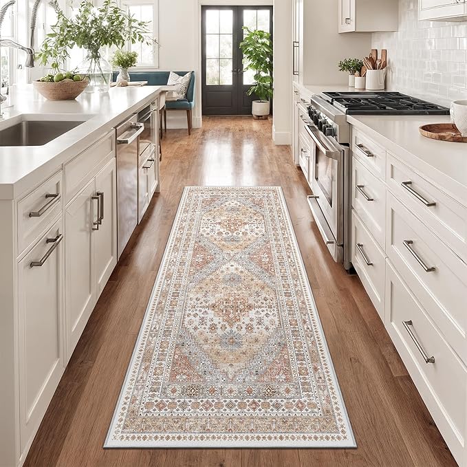 zesthome 2x6 Runner Rug for Hallways, Machine Washable Rug, Non Slip Vintage Low Pile Runners, Stain Resistant Runners for Entryway, Kitchen, Bathroom, Laundry Room, Corridor