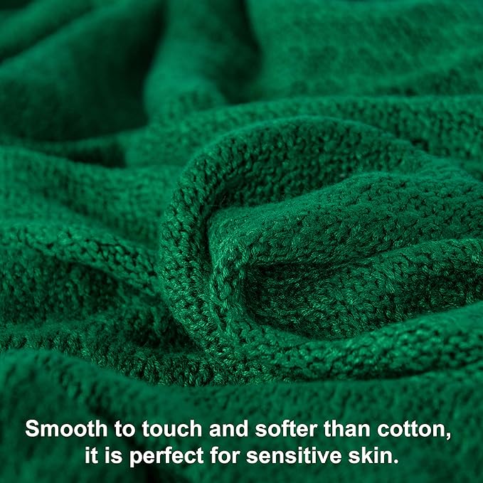 NTBAY Cable Knit Cooling Throw Blanket, Soft and Breathable Throw Blanket 51x67 Inches Made from Rayon Derived from Bamboo for Couch, Sofa, Nap, Green