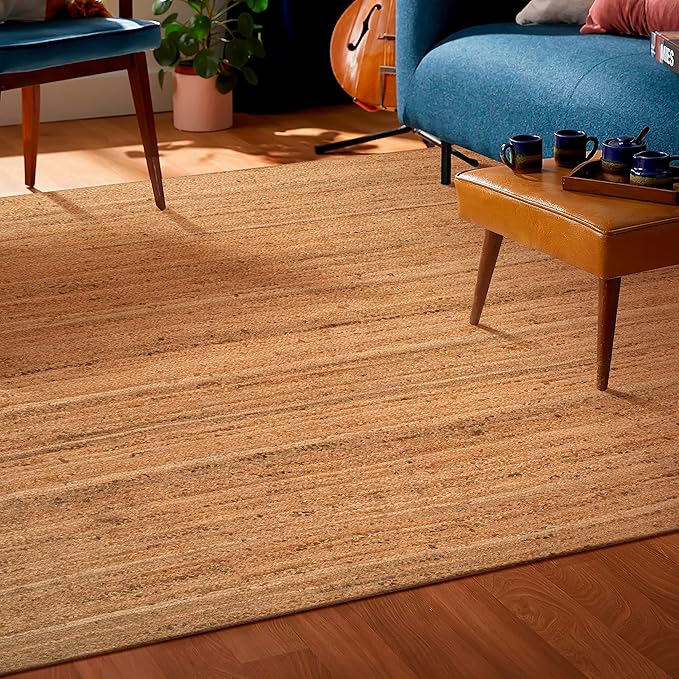 Hausattire Hand Woven Jute Braided Area Rug, 9’x12’ – Natural, Reversible Boho Rugs for Kitchen, Living Room, Bedroom I Farmhouse Decorative Floor Rug, 108x144 Inches