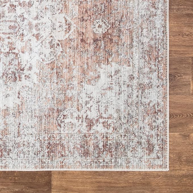 Bloom Rugs Washable Non-Slip 10 ft Runner - Ivory/Blush Traditional Runner for Entryway, Hallway, Bathroom, and Kitchen - Exact Size: 2.5' x 10'