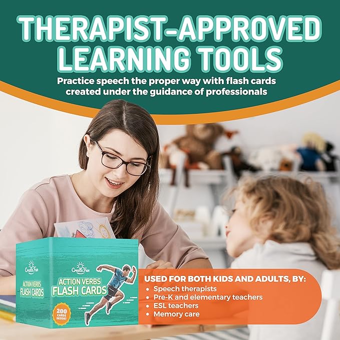 200 Action Verbs Flash Cards - Vocabulary Builder Educational Photo Cards for Speech Therapy, ESL & Homeschooling | Realistic Diverse Pictures for Kids & Adults with Autism, Dementia, Aphasia, SLP