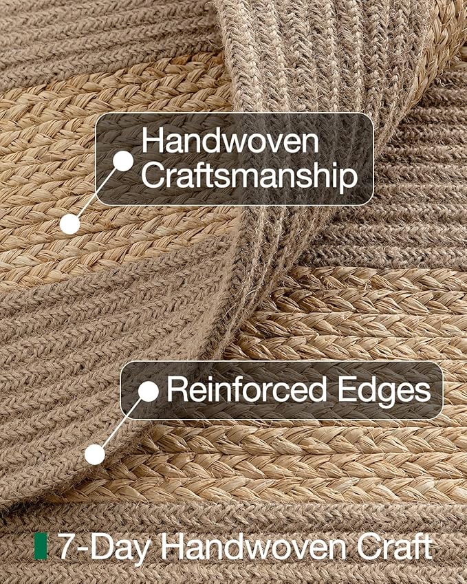 LUMI Jute Runner Rug Non Slip for Hallway, 3'x12' Natural Rustic Carpet No Shedding, Farmhouse Braided Area Mat Indoor High Traffic for Living Room, Entryway, Kitchen, Laundry