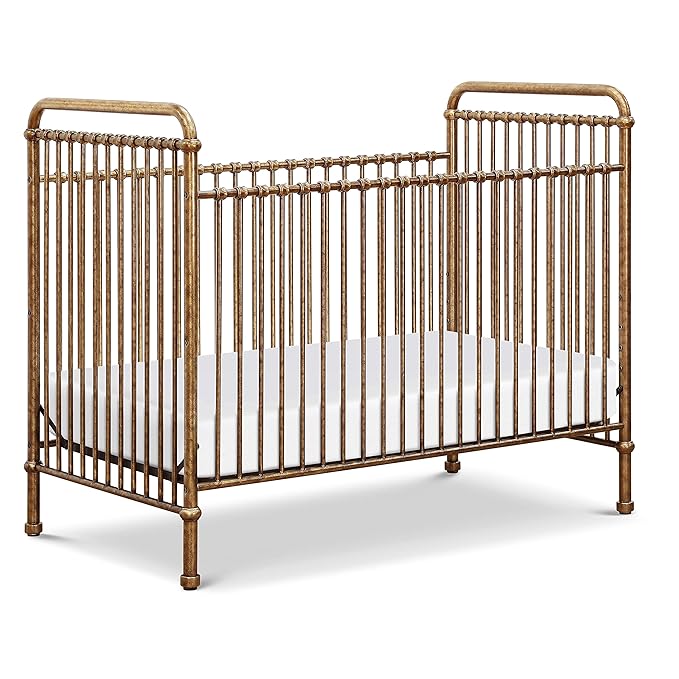 NAMESAKE Abigail 3-in-1 Convertible Baby Crib (Gold) - GREENGUARD Gold Certified - Convertible Crib to Toddler Bed and Daybed - Baby Bed w/ 4 Adjustable Heights - Vintage Baby Crib Convertible