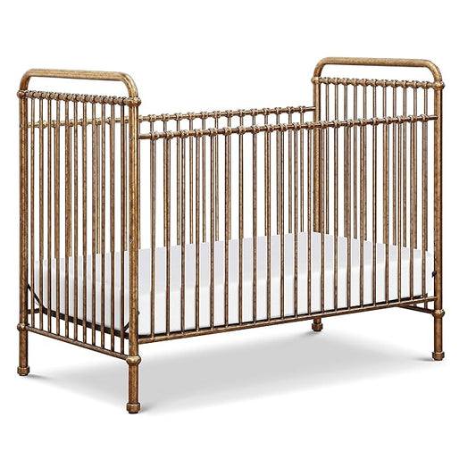 NAMESAKE Abigail 3-in-1 Convertible Baby Crib (Gold) - GREENGUARD Gold Certified - Convertible Crib to Toddler Bed and Daybed - Baby Bed w/ 4 Adjustable Heights - Vintage Baby Crib Convertible