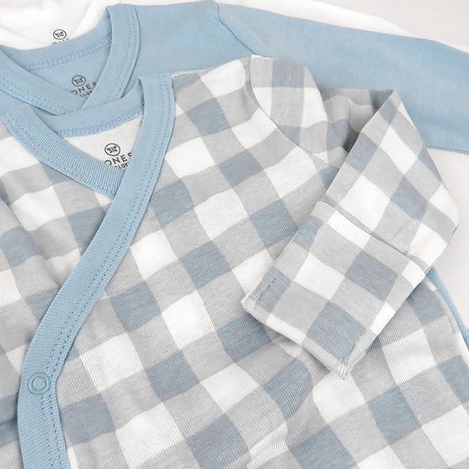 HonestBaby unisex-baby 3-pack Long Sleeve Side-snap Kimono Bodysuits Organic Cotton for Infant Baby Boys, Girls, Unisex