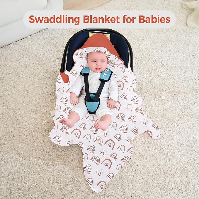 Miracle Baby Car Seat Blanket for Babies, Minky Dot Carseat Swaddle Blankets for Infants Newborn Boys and Girls (Rainbow 1)