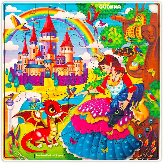 QUOKKA Wooden Princess Puzzles for Kids Ages 3-5 – 28 Pieces Toddlers Kids Puzzles Ages 4-8 Year Olds – Wood Princess Toys for Children Games 6-8 yo