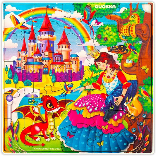 QUOKKA Wooden Princess Puzzles for Kids Ages 3-5 – 28 Pieces Toddlers Kids Puzzles Ages 4-8 Year Olds – Wood Princess Toys for Children Games 6-8 yo