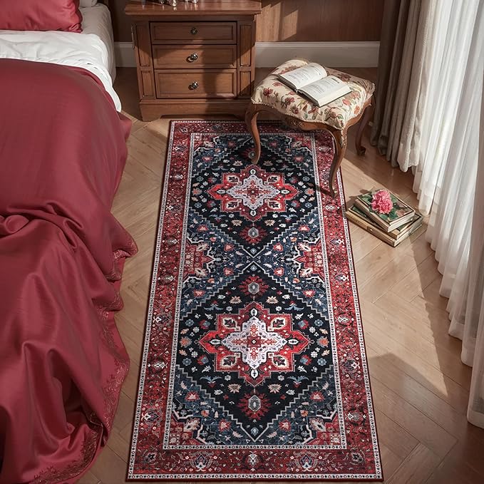 Ciicool Washable Runner Rug Non Slip, 2'x5' Hallway Rug Vintage Kitchen Rugs Carpet Runner for Bedroom Laundry Bathroom Decor