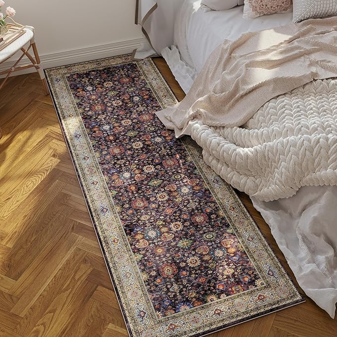 Runner Rug for Hallways Kitchen Rug Non Slip 2'6''x8' Washable Rugs with Rubber Backing Soft Carpet Runner for Hallways, Kitchen, Laundry, Bedroom, Bathroom (Dark Espresso)