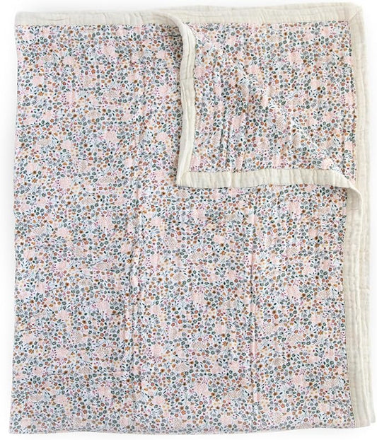 Little Unicorn Premium Quilted Throw | Super Soft, Multi-Layered Muslin XL Blanket| Great for Kids & Families (Pressed Petals)