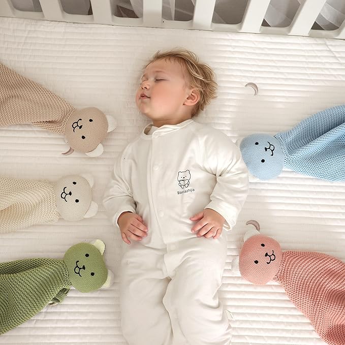 LAWKUL Baby Blanket Bear Lovey Soft Plush Security Blanket for Newborns Infants Boy Girl Knit Snuggle Comfort Camel 40x30in