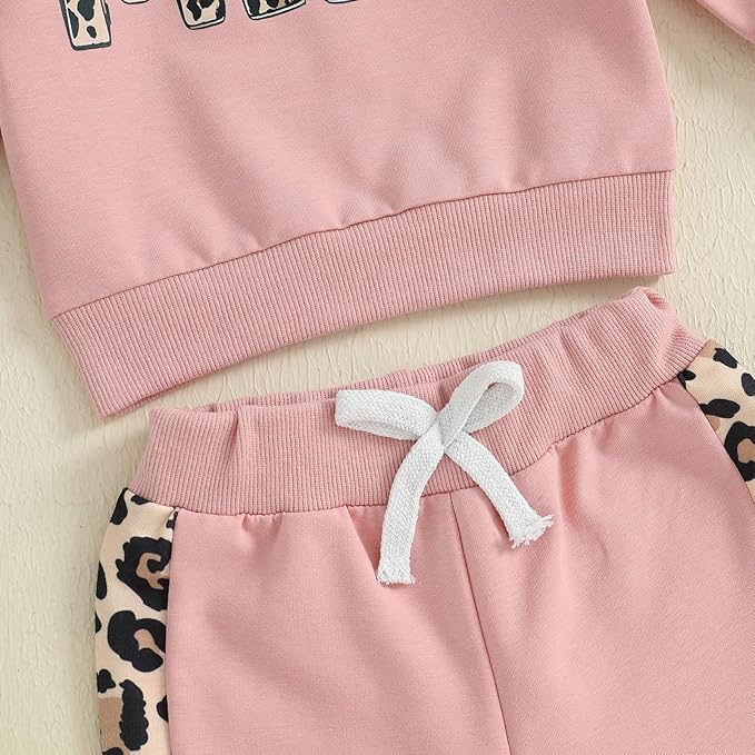 Kupretty Baby Girl Fall Winter Clothes Toddler Outfit Letters Graphic Crewneck Sweatshirts + Joggers Pants Set