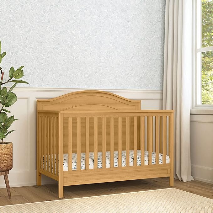 DaVinci Charlie 4-in-1 Convertible Crib - GREENGUARD Gold Certified - Wooden Baby Crib Convertible to Toddler Bed, Daybed, and Full-Size Baby Bed with 4 Adjustable Heights - Easy to Assemble - Honey