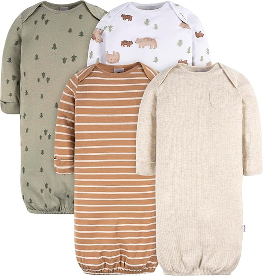 Gerber unisex-baby Baby Boy and Girls 4-pack Sleeper Gown