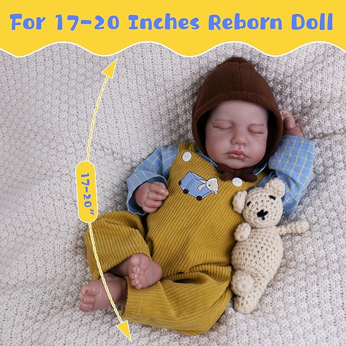 Reborn Baby Dolls Clothes Baby Boy Clothes Perfectly Cute Newborn Dolls Outfits 17-20 Inches Doll Accessories fit Reborn Doll Newborn Boy
