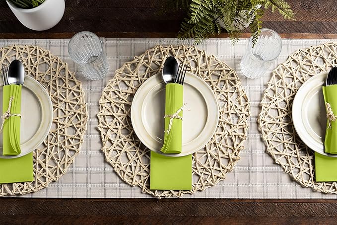 Linen-Feel Kiwi Paper Napkins - Decortive Cloth-Like Disposable Dinner Napkins - Soft And Absorbent Napkins for Thanksgiving, Party, Wedding, Bathroom Or Any Occasion. (Pack of 100)