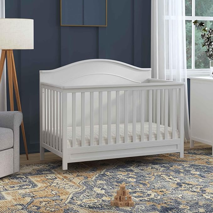 daVinci Charlie 4-in-1 Convertible Crib - GREENGUARD Gold Certified - Converts from Baby Crib to Toddler Bed, Daybed, and Full-Size Bed Effortlessly - 4 Adjustable Heights - Wooden White Baby Bed