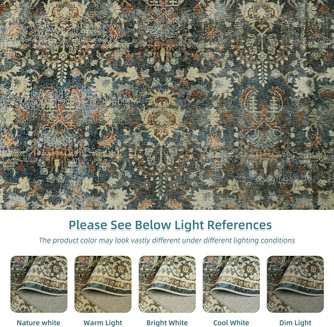 Dripex Washable Runner Rug-2x6 Distressed Hallway Runner Oriental Medallion Carpet Non-Slip Non-Shedding Kitchen Mat Foldable Thin Entry Throw Area Rug for Living Room Bedroom