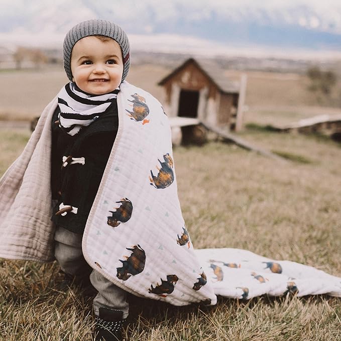 Little Unicorn Original Premium Cotton Quilt | Multi-Layered & Extra-Soft Muslin Fabric |for Babies & Toddlers (Bison)