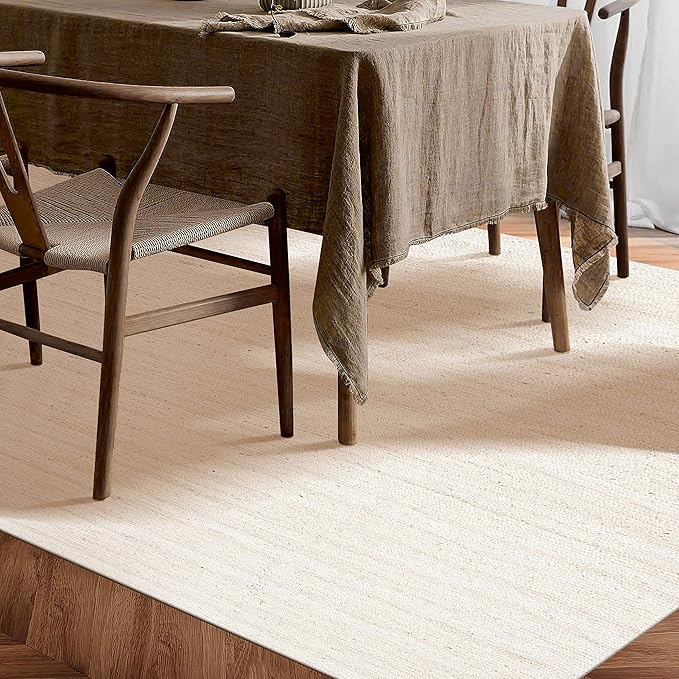 Hausattire Hand Woven Jute Braided Rug, 5'x8' – Off White, Reversible Boho Entry Area Rugs for Kitchen, Living Room I Farmhouse Indoor Outdoor Decorative Floor Rug, 60x96 Inches